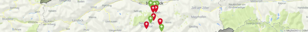 Kartenansicht für Apotheken-Notdienste in der Nähe von Telfes im Stubai (Innsbruck  (Land), Tirol)